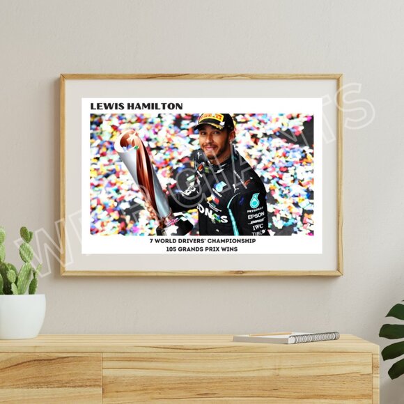 Sir Lewis Hamilton F1 17x11 Art Poster - Picture 1 of 2